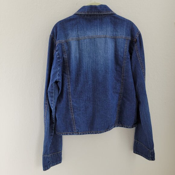 Cruel Girl Jacket Womens M Blue Denim Cropped Long Slv Button Down Front Pockets - Picture 2 of 10